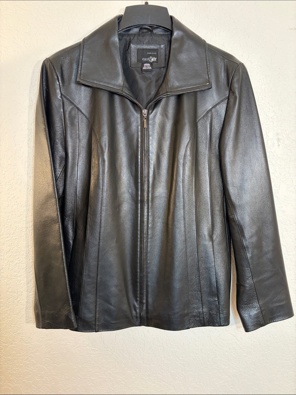 Women’s East5th Black Leather Jacket Size L